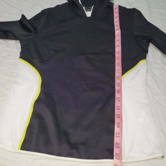 MagnLens Active Hoodie Black and White Long Sleeve Thumbholes Mesh Panels Logo - Picture 10 of 12